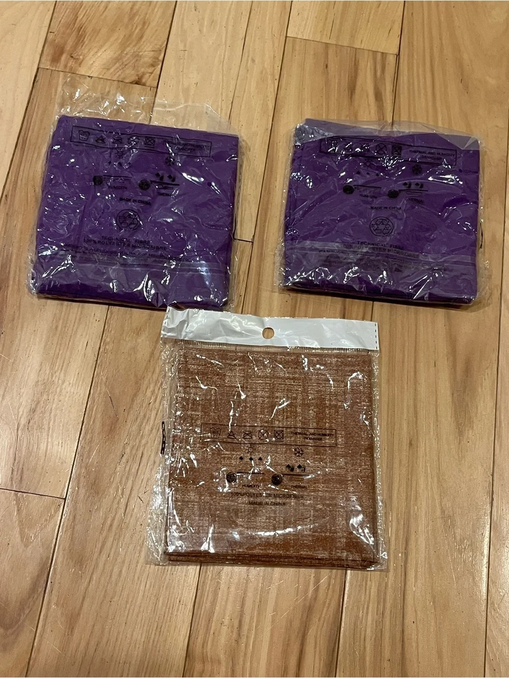 NEW Multifunctional Seamless Wear Tube Face Masks - Set of 3 (purple & brown)
